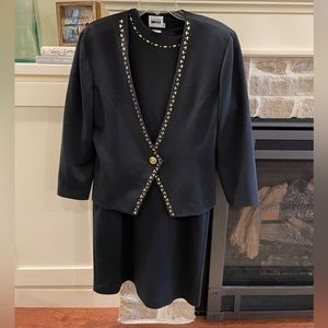 Black & Gold Dress & Blazer Leslie Fay- Dresses